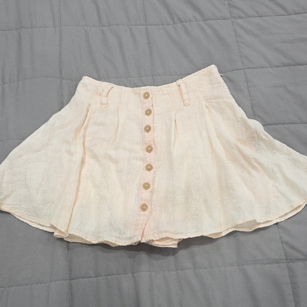 Free People Cream Button-Front Skort - Picture 3 of 8